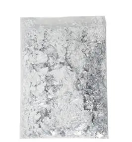 Silver metallic foil flakes for crafting nail art and resin projects