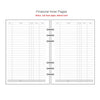 Spread of financial inner pages from a notebook with ruled lines for recording income and expenses