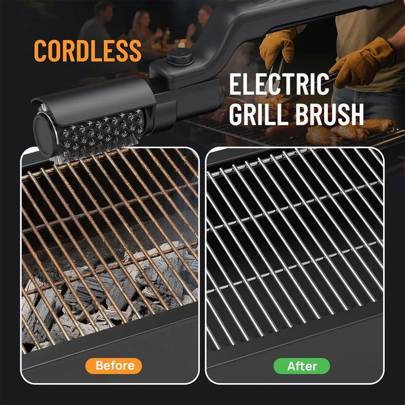 Cordless Electric Grill Brush with 360° Spin Cleaning Head – Rechargeable BBQ Scrubber
