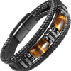 Tiger Eye & Black Leather Men's Bracelet