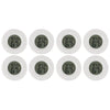 A row of seven white digital thermometers displaying a temperature of 67 degrees Fahrenheit and 87.3 degrees Fahrenheit.