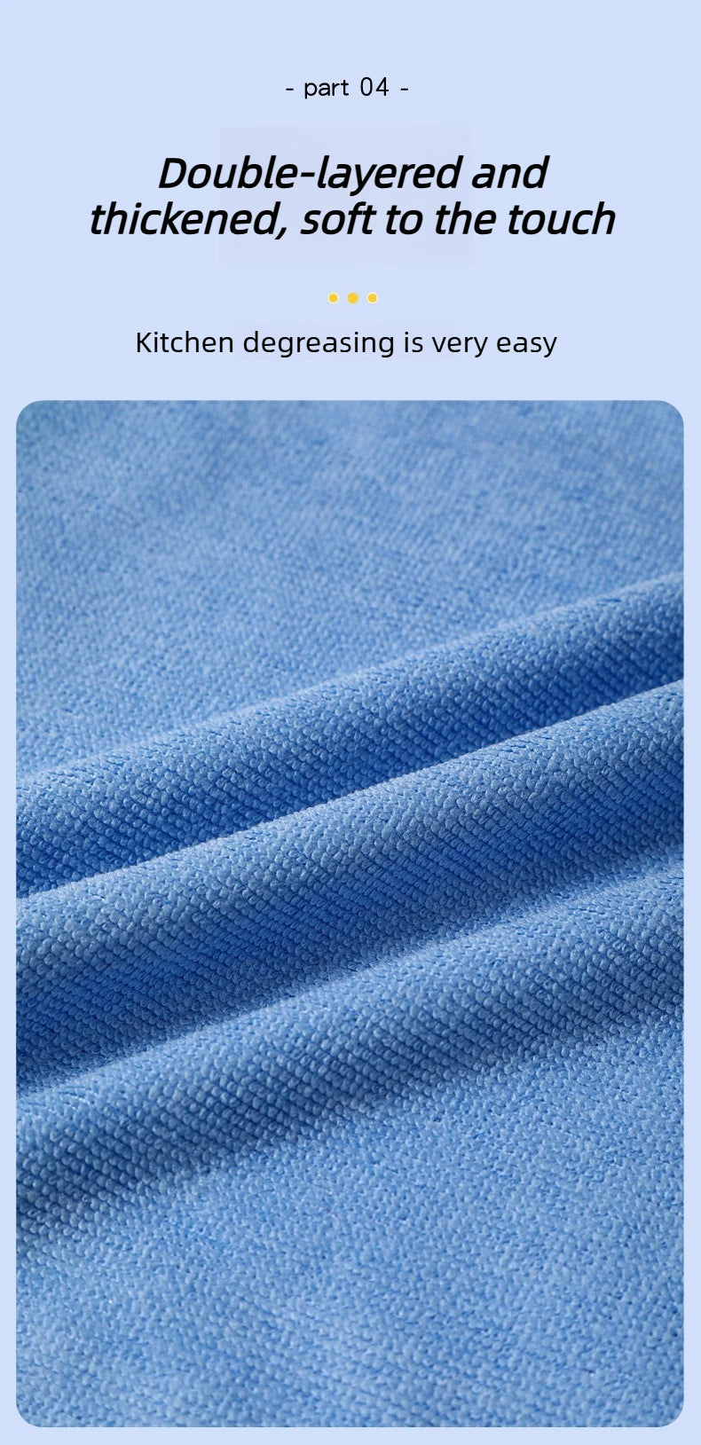Close-up of a blue microfiber cleaning cloth showing its textured, soft surface.