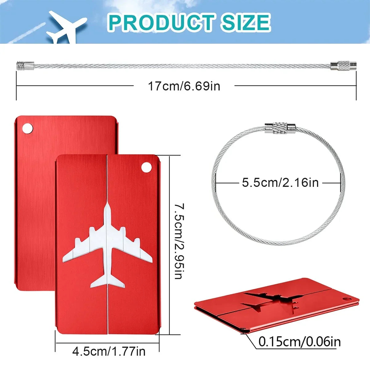 Aircraft-Grade Aluminum Luggage Tag with ID Card Slot