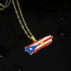 Stainless Steel Puerto Rico Map Pendant Necklace