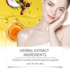 A woman applying a skincare product, featuring herbal extract ingredients and botanical extracts for skin care.