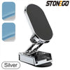 Silver magnetic phone mount with a black rotating holder and a silver base.