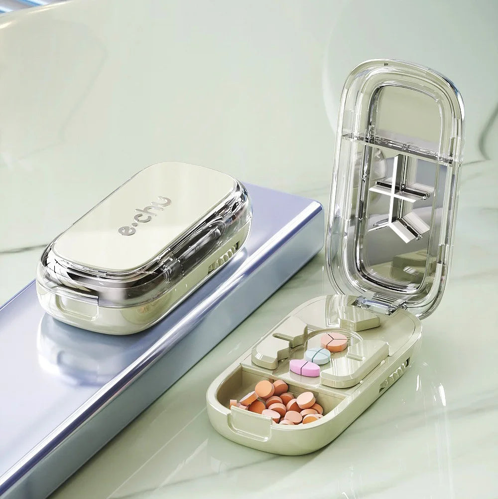 Portable Pill Cutter and Storage Box with Dustproof Lid