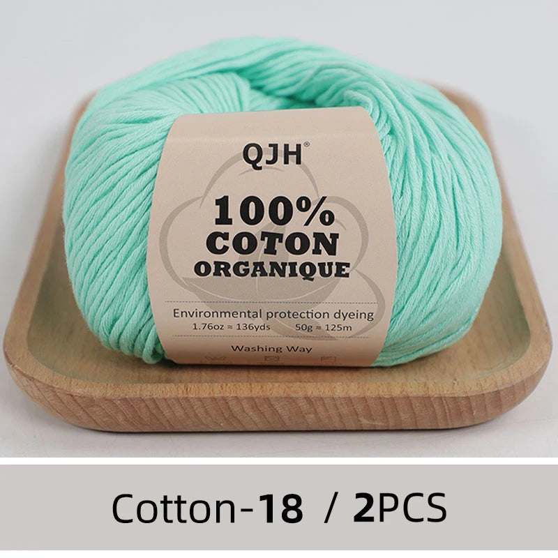 100% Organic Cotton Yarn for Knitting and Crocheting (2-Pack)