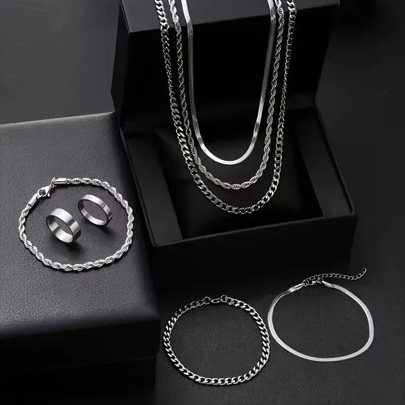 Unisex Stainless Steel Jewelry Set