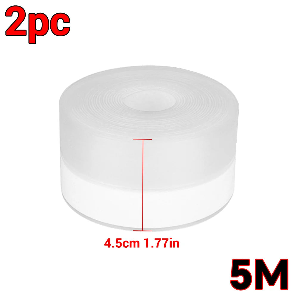 Two rolls of white silicone weather stripping seal tape, 4.5cm long each.