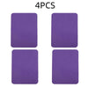 Four purple iron-on fabric patches are displayed against a white background.