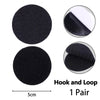 A pair of black hook and loop embroidered skull horror patches shown in full size and close-up views.