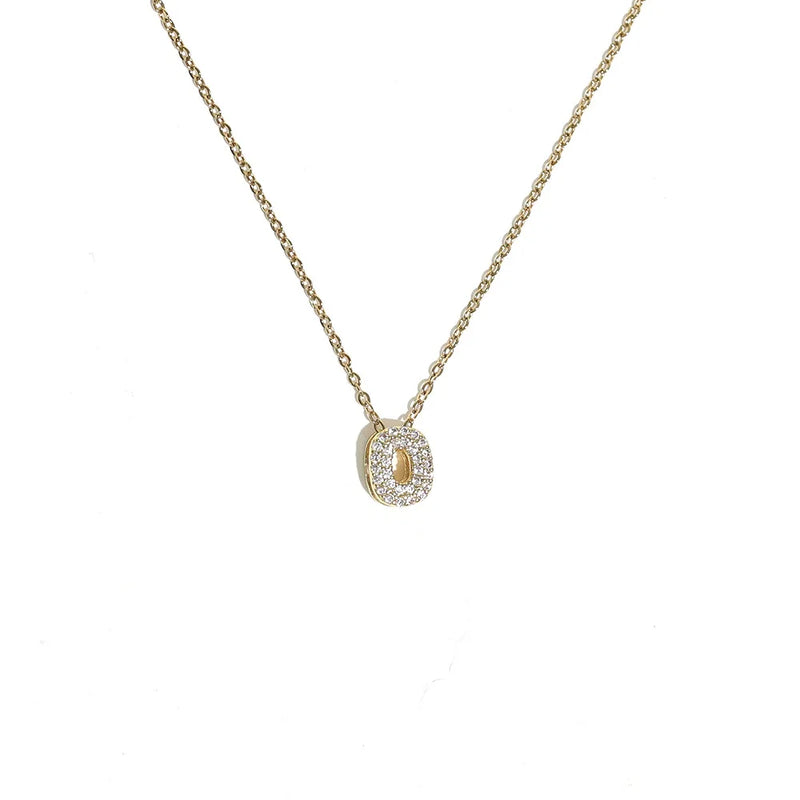 Initial Letter Pendant Necklace with Cubic Zirconia