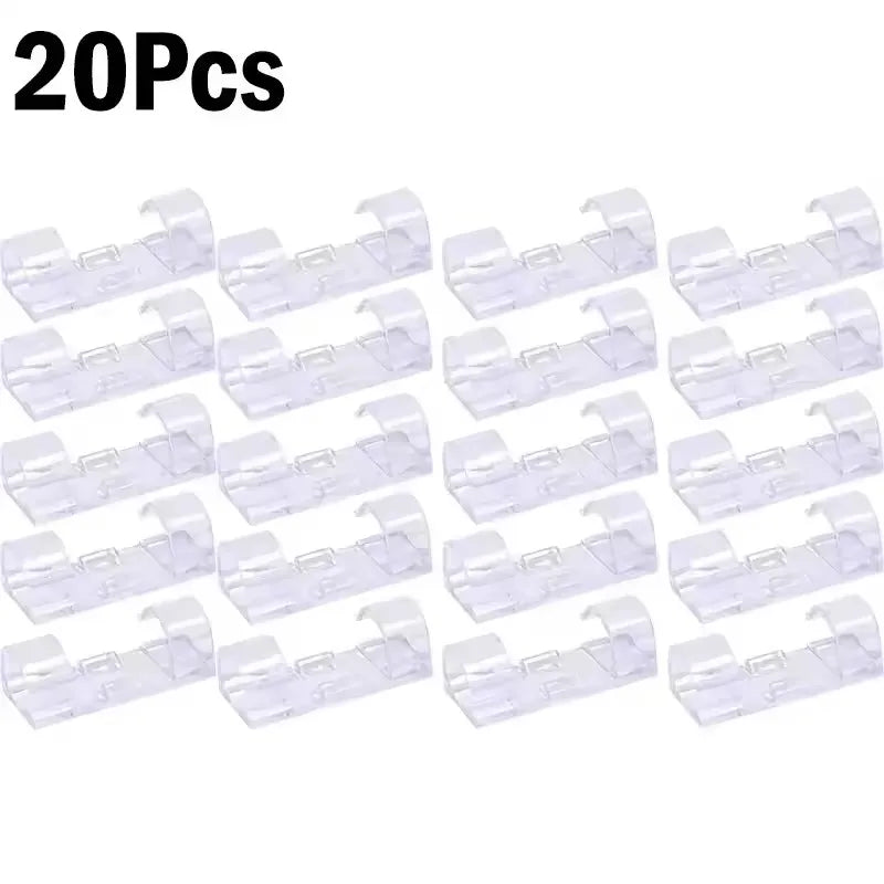 20 pieces of clear self-adhesive cable clips for wire management