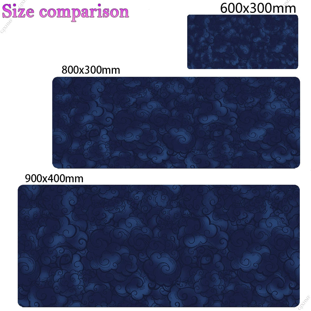 Large Cloud Pattern Desk Mat with Stitched Edges