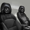 Ein Paar schwarze ästhetische Auto-Kopfstützkissen in einem Studio-Setting.