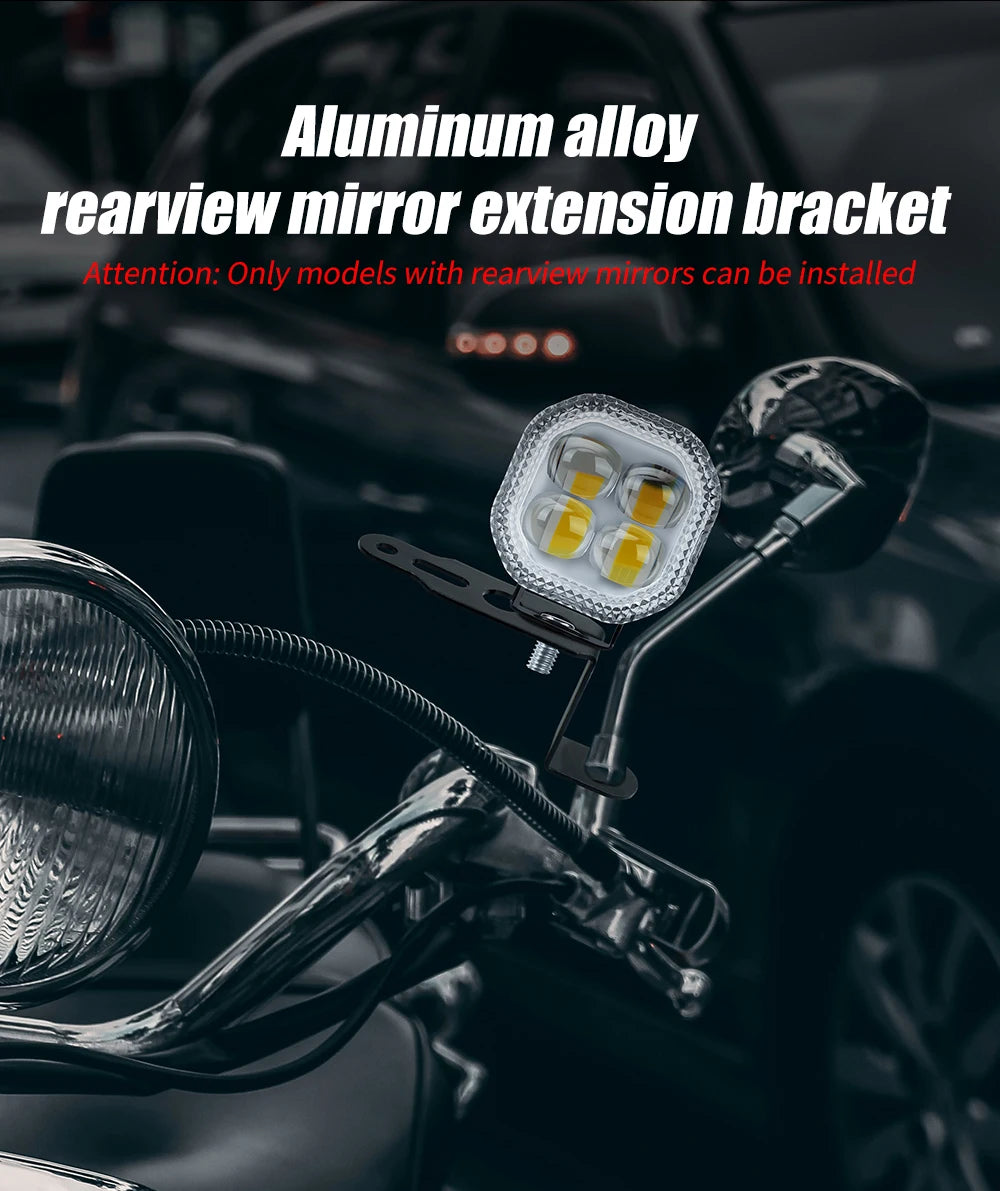 Motorcycle Z-Shaped Mirror Bracket for LED Light Mounting