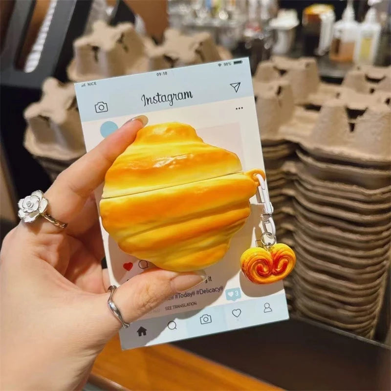Croissant-Shaped Silicone Protective Case for Wireless Earbuds