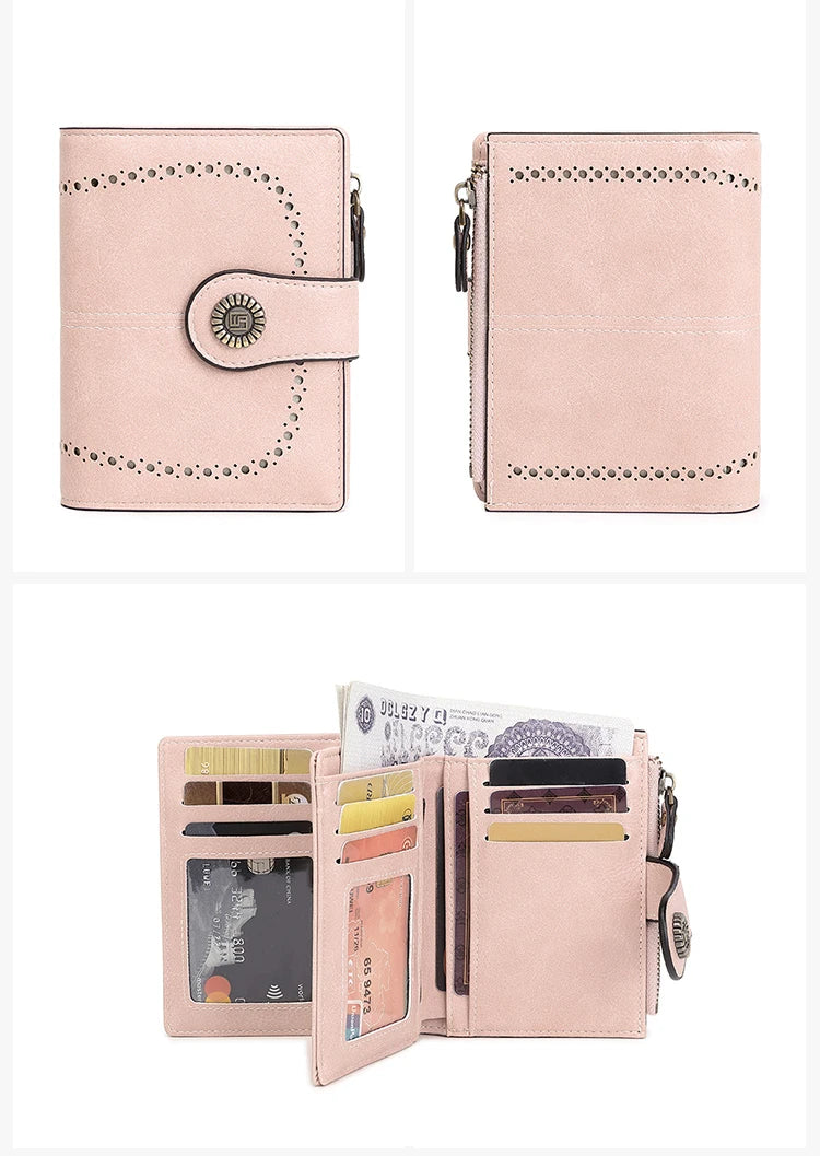 Vintage RFID-Blocking Tri-Fold Wallet with Ample Storage