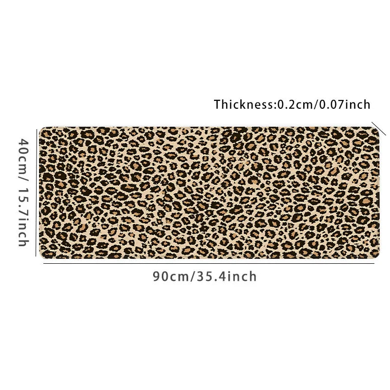 XXL Leopard Print Desk Mat with Non-Slip Rubber Base