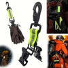A set of portable glove keeper clips with straps made of zinc alloy for securing gloves.