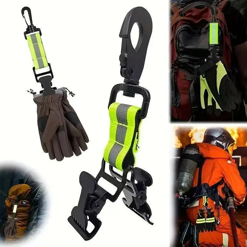 A set of portable glove keeper clips with straps made of zinc alloy for securing gloves.