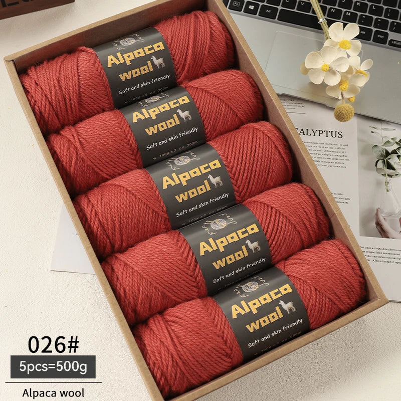 Chunky Alpaca Wool Knitting Yarn – 500g Multi-Color Set for Cozy Winter Projects