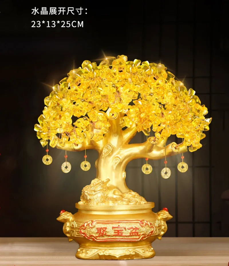 Golden Citrine Crystal Money Tree – Feng Shui Wealth Charm