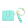 Silicone Bead Bracelet Leather Card Holder Wristlet