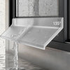 A transparent sealing strip is shown dripping water from a window frame.