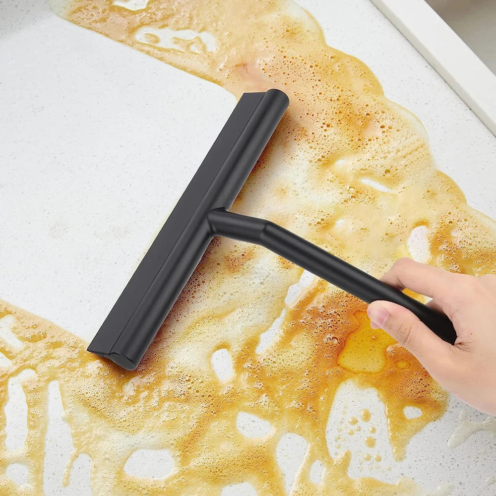 Shower Squeegee with Hanging Silicone Holder for Glass Doors & Mirrors