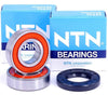 Boxed NTN bearings including a silver ball bearing and a black seal ring.
