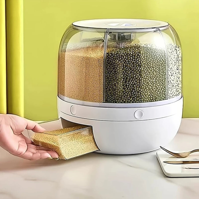 360° Rotating 6-Compartment Dry Food Dispenser