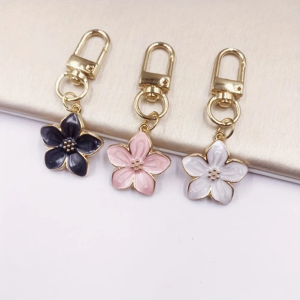 Colorful Flower Resin Keychain with Zinc Alloy Clip
