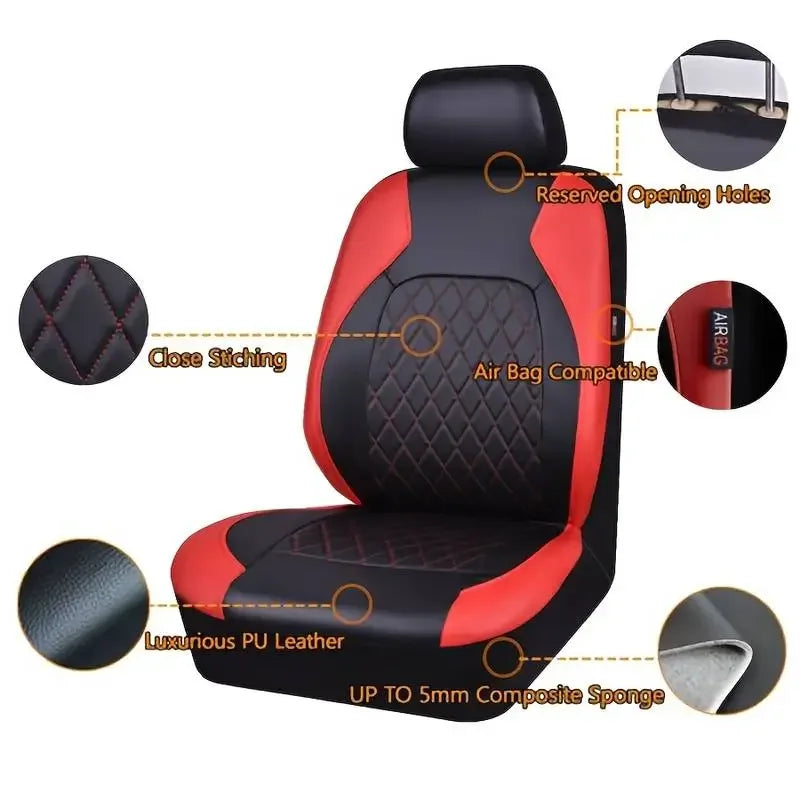 Premium PU Leather Car Seat Cover Set – Full Protection for Sedans, SUVs & Trucks