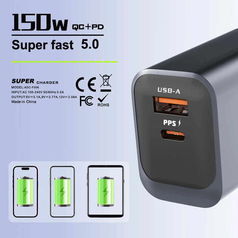 Dual Port USB-A & Type-C Fast Wall Charger
