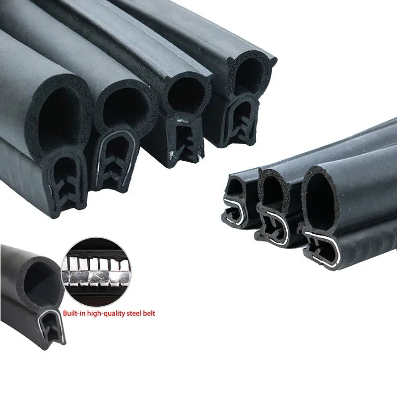 Black U-shaped EPDM rubber edge trim for car, boat, and machinery