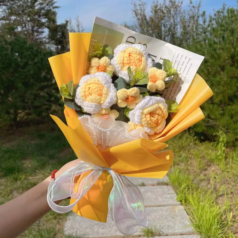 Bouquet de Tournesols Tricoté à la Main