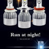 Three automotive LED headlight bulbs shown with integrated design and heat dissipation features.