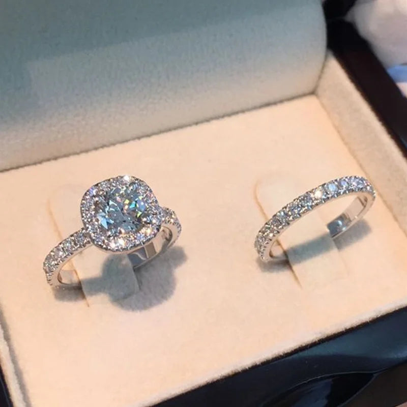 Elegant Crystal Zircon Ring Set for Women
