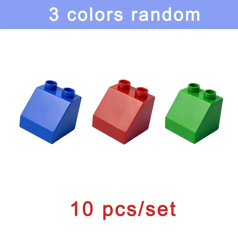 Three random colored building blocks set of ten pieces for kids