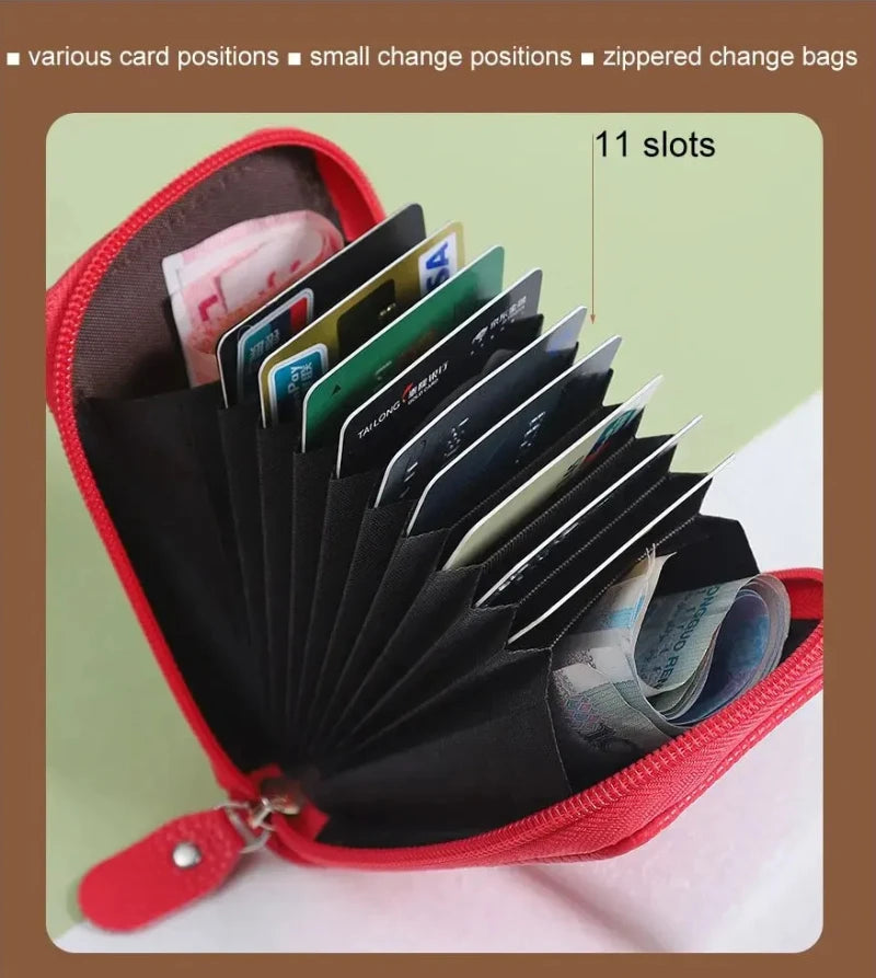 Compact Zipper Card Wallet with Multiple Slots