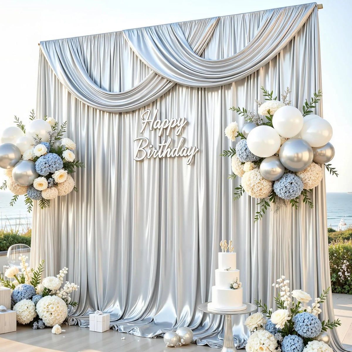 Shimmering Satin Backdrop Curtain Panels