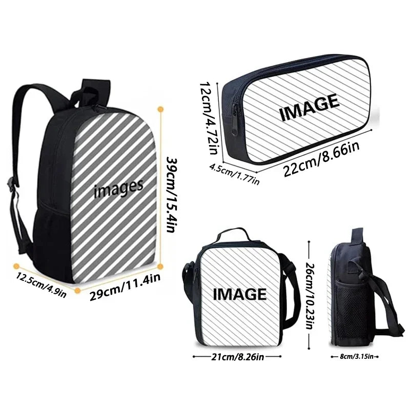Cartoon Gorilla Kids School Backpack Set with Lunch Bag and Pencil Case