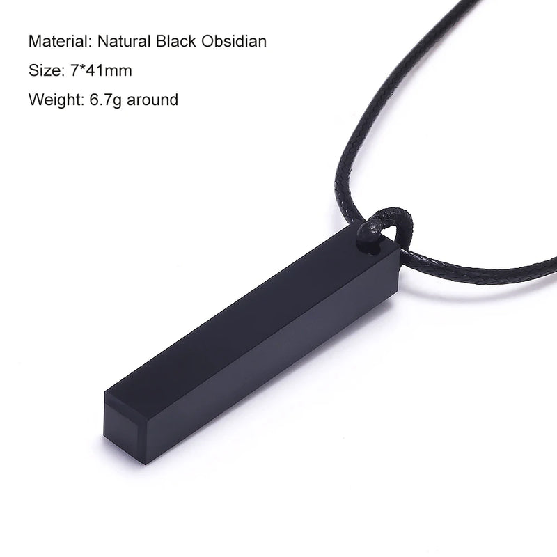 Geometric Natural Stone Pendant Necklace with Adjustable Leather Cord