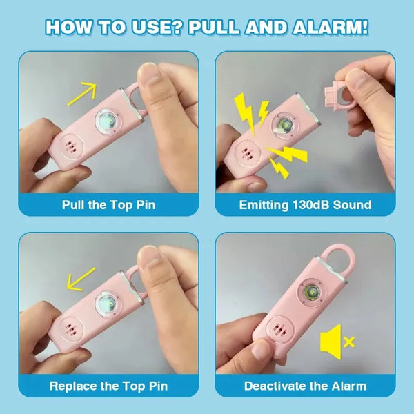 Personal Safety Siren with Strobe Light & Keychain