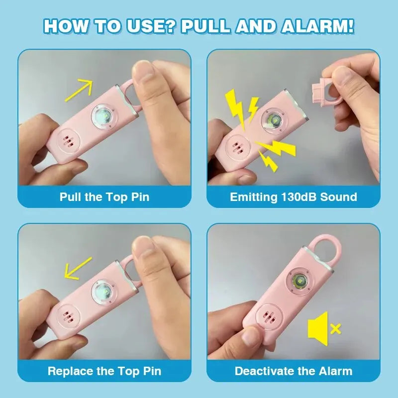 Personal Safety Siren with Strobe Light & Keychain