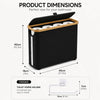 Black bamboo-framed toilet paper storage basket with a lid and a holder for toilet paper.