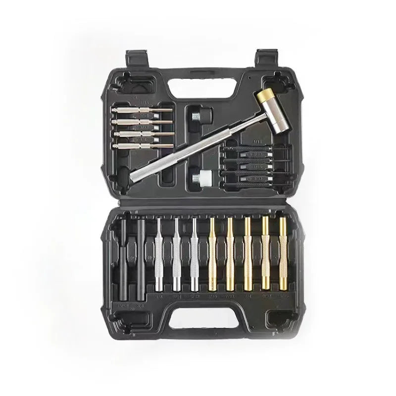 21-Piece Gunsmith Punch and Hammer Set with Bench Block