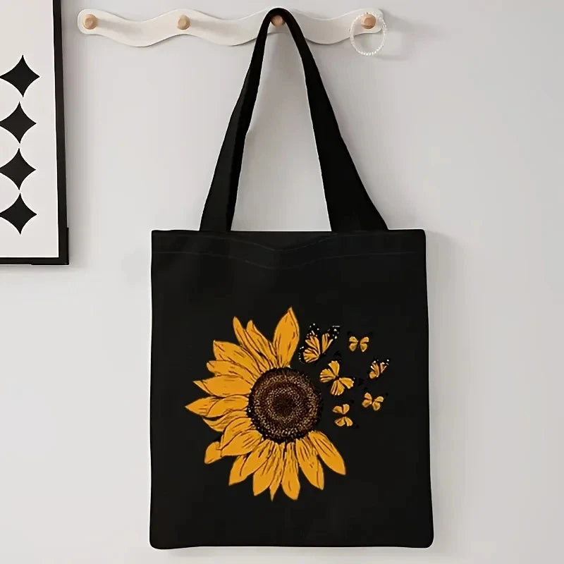 Sunflower Canvas Tote Bag – Large Capacity Shoulder Bag